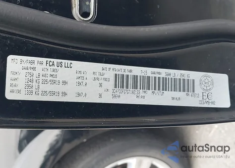 2016 Dodge Journey R/T из США, поврежденный, VIN 3C4PDDFG7GT102133